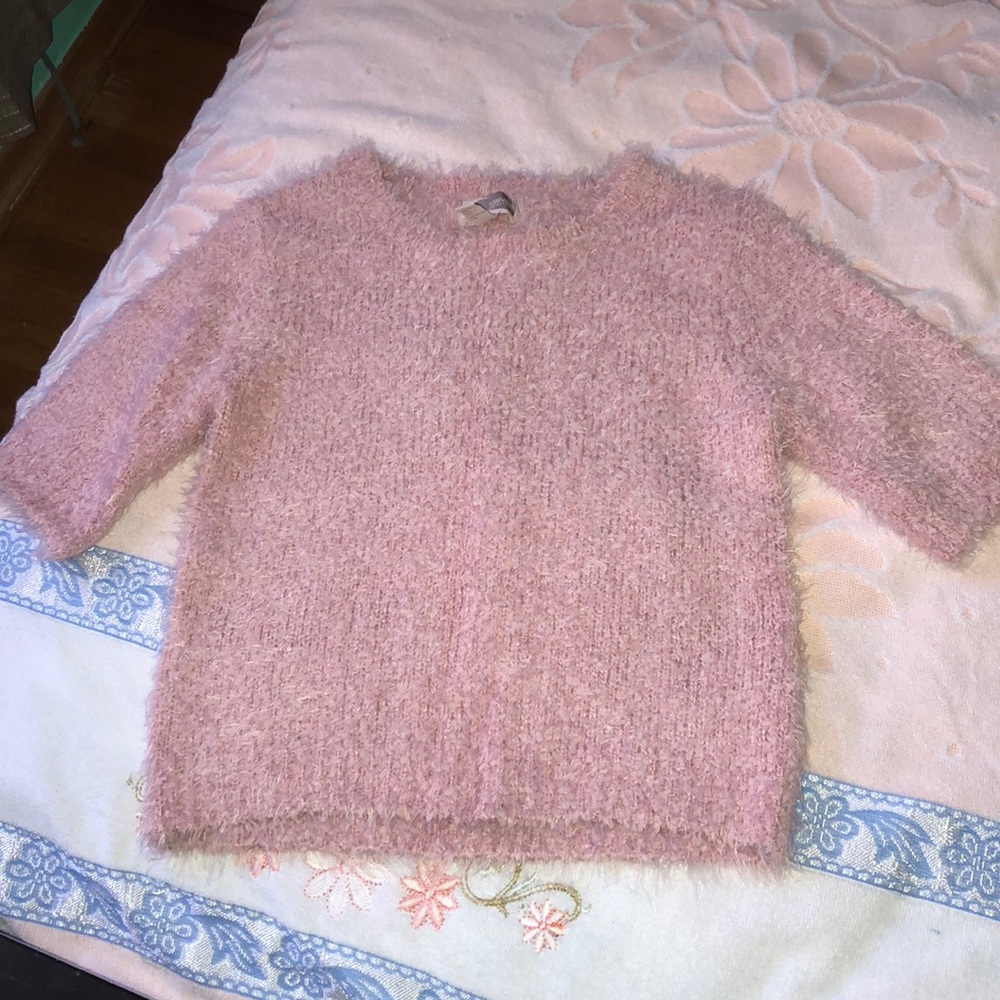 Fuzzy pink t shirt sweater